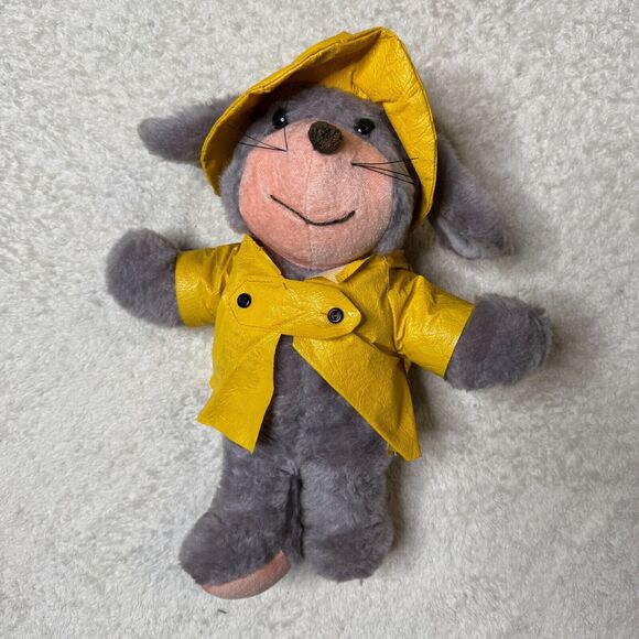 Vintage Knickerbocker Animals Of Distinction Mouse Plush 13” Gray Yellow Coat - Picture 1 of 6